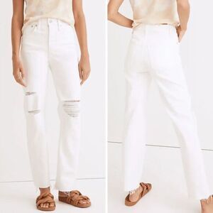 Madewell The Perfect Vintage Straight Jean in Tile White: Ripped-Knee, 27‎